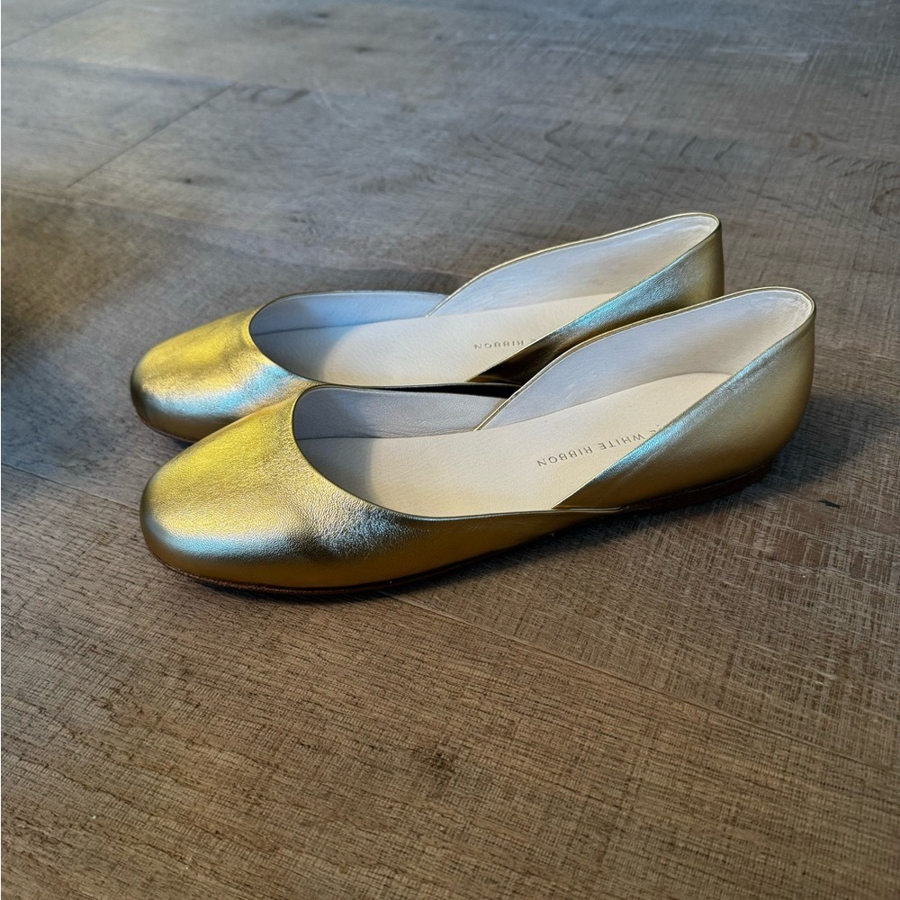 Gold Genuine Leather Ballet Flats - Picture 5 of 8